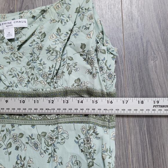 90s Y2K Babydoll Maxi Dress Womens 14 Green Forest Fairy Coquette Floral Whimsy - Picture 6 of 13